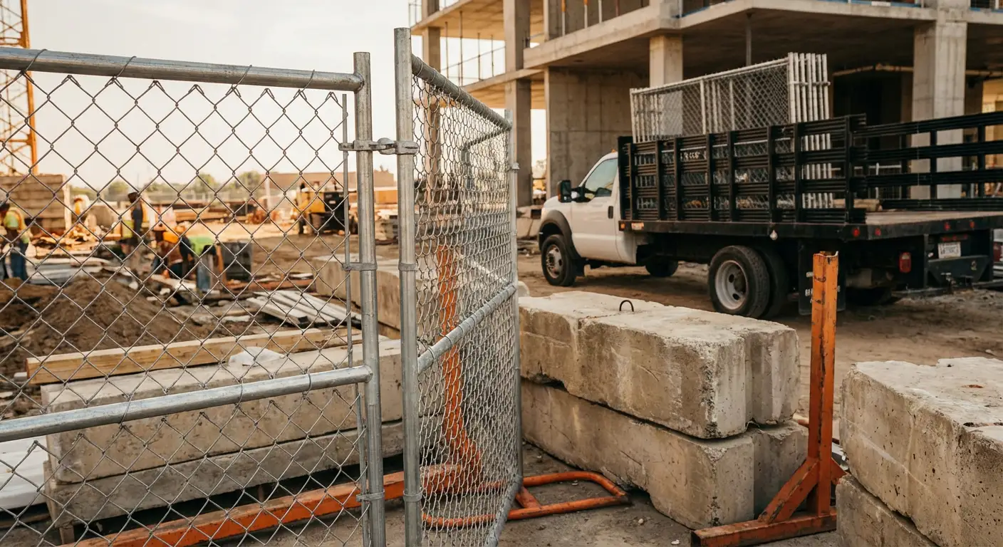 Commercial temporary fencing installation site in West Bloomfield, MI