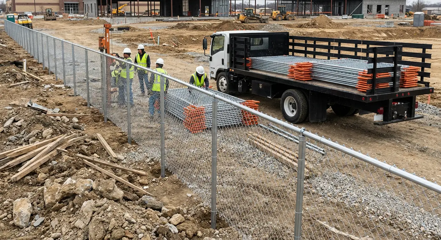 Post-Driven Construction Fence in West Bloomfield, MI