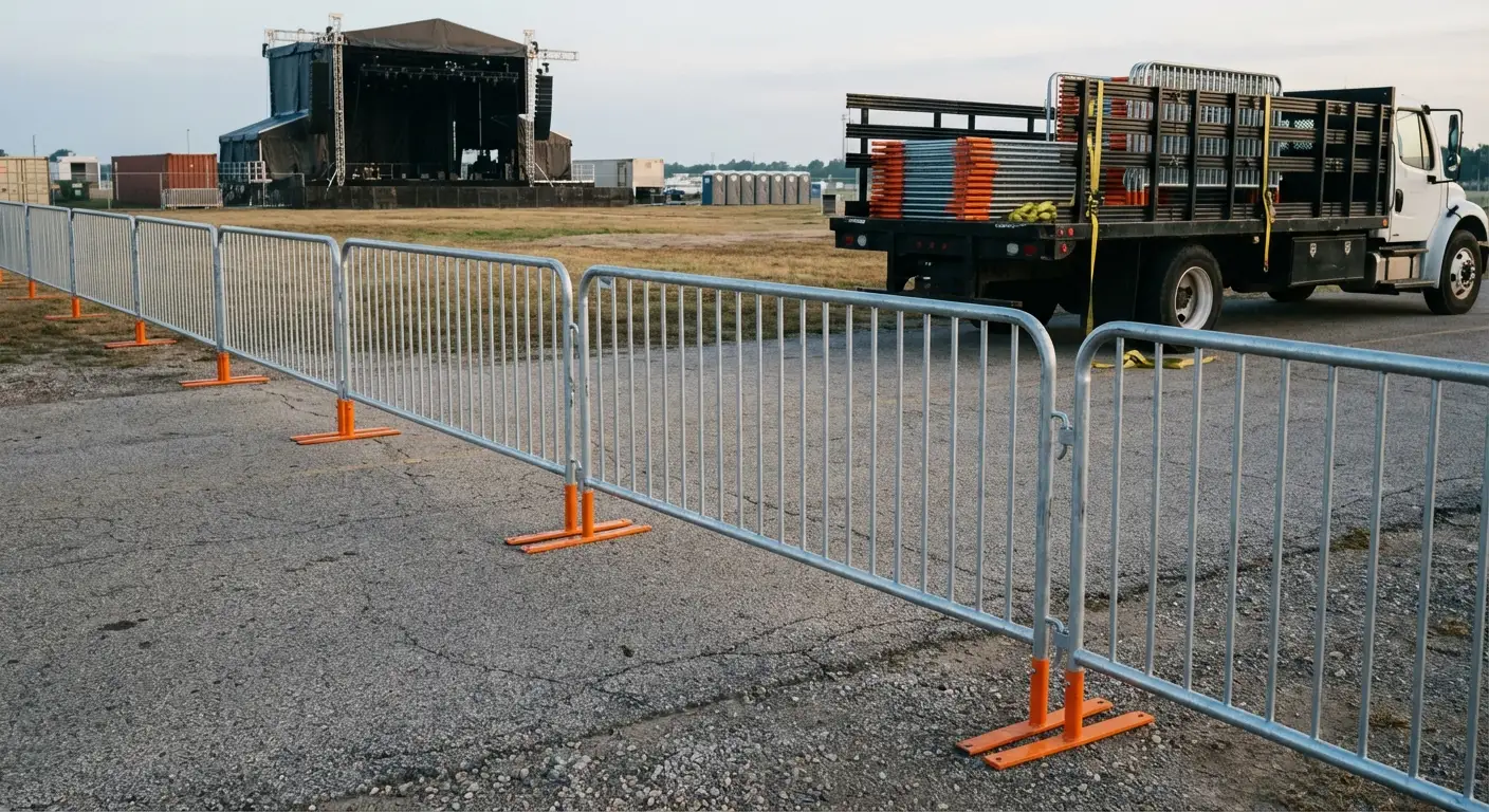 Crowd control barricade setup in West Bloomfield, MI
