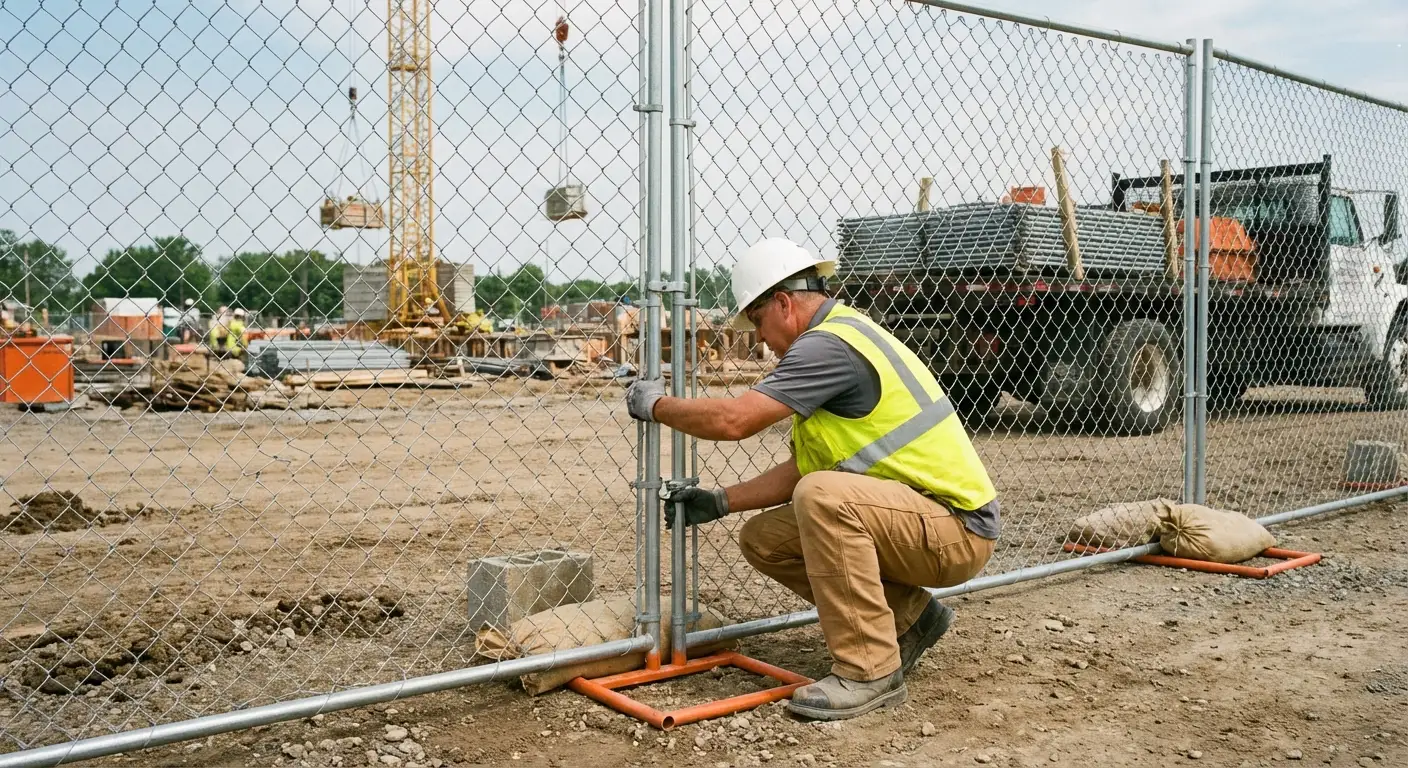 Comparison of professional fencing solutions versus DIY risks on a construction site in West Bloomfield, MI