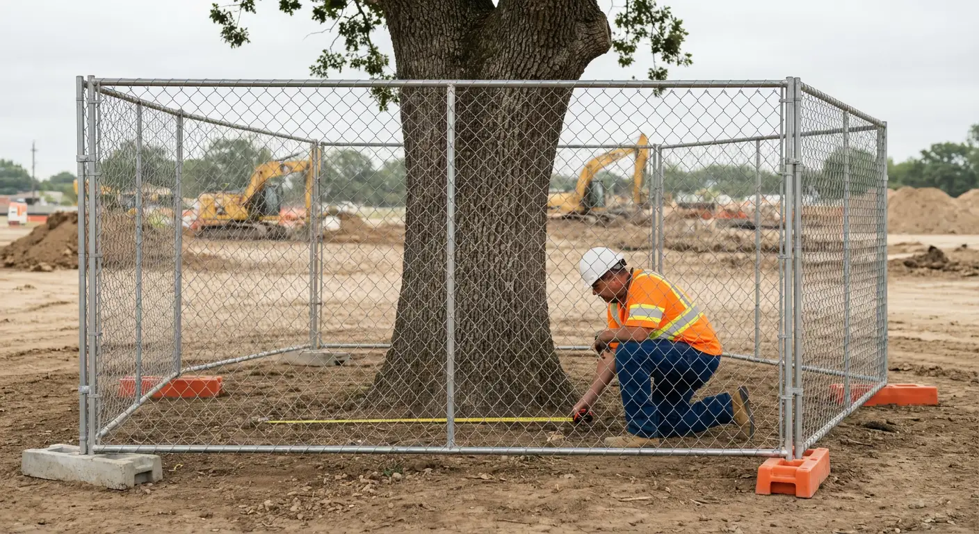Tree protection zone fencing installation in West Bloomfield, MI