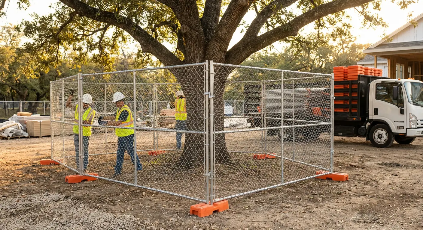 Tree protection zone fencing background in West Bloomfield, MI