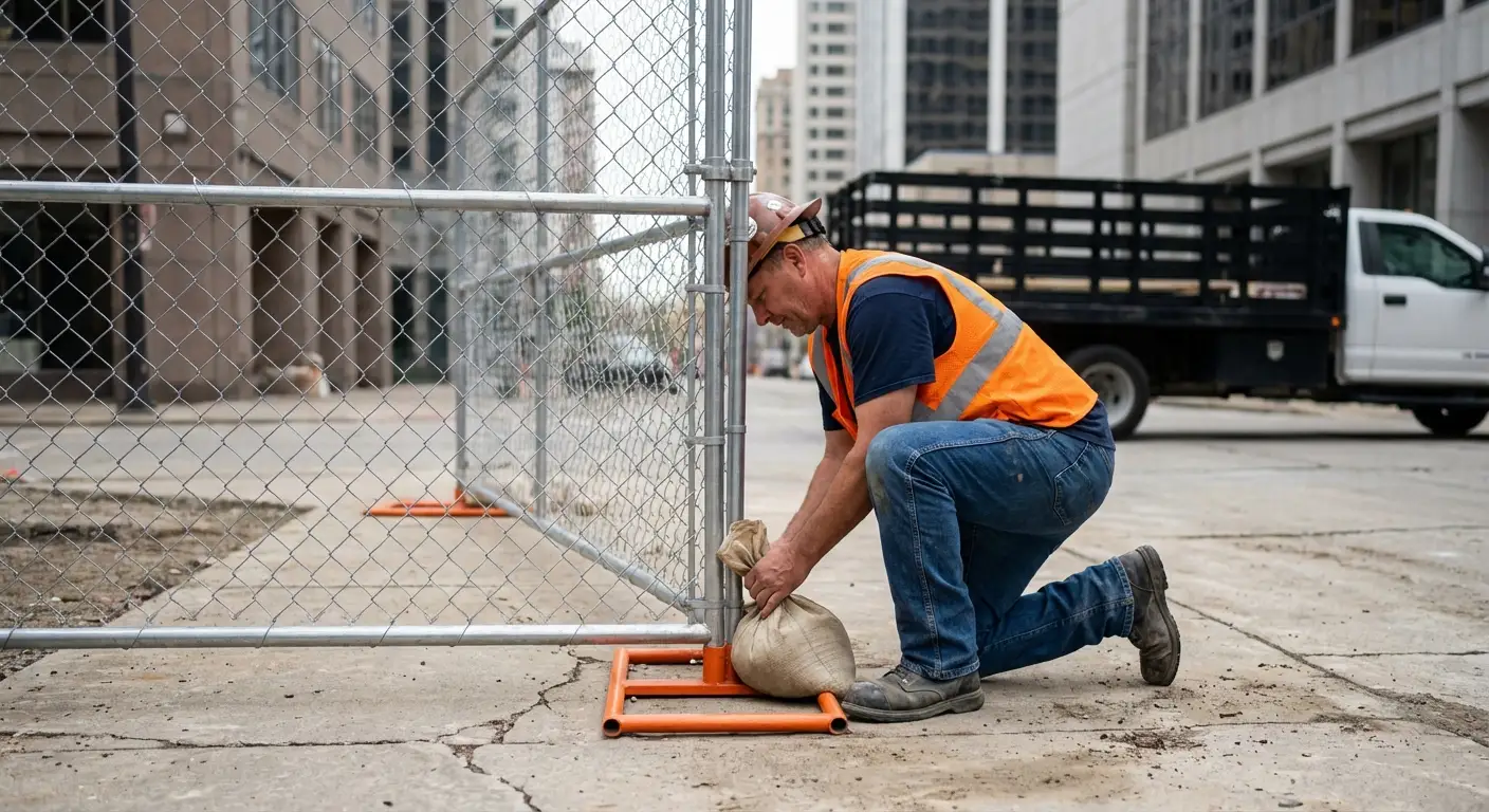 Temporary fence installation in Downtown West Bloomfield area