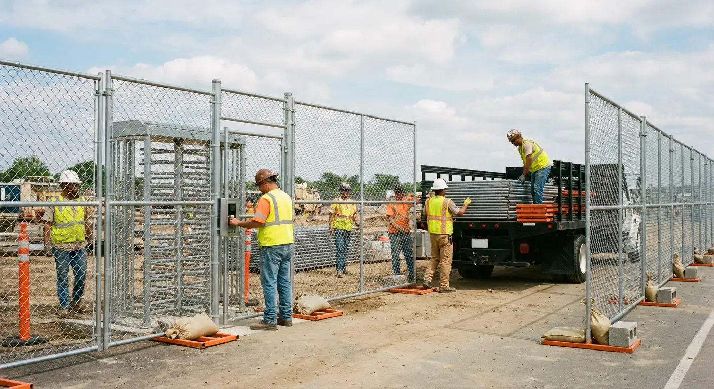 Secure construction site with temporary fencing in West Bloomfield, MI