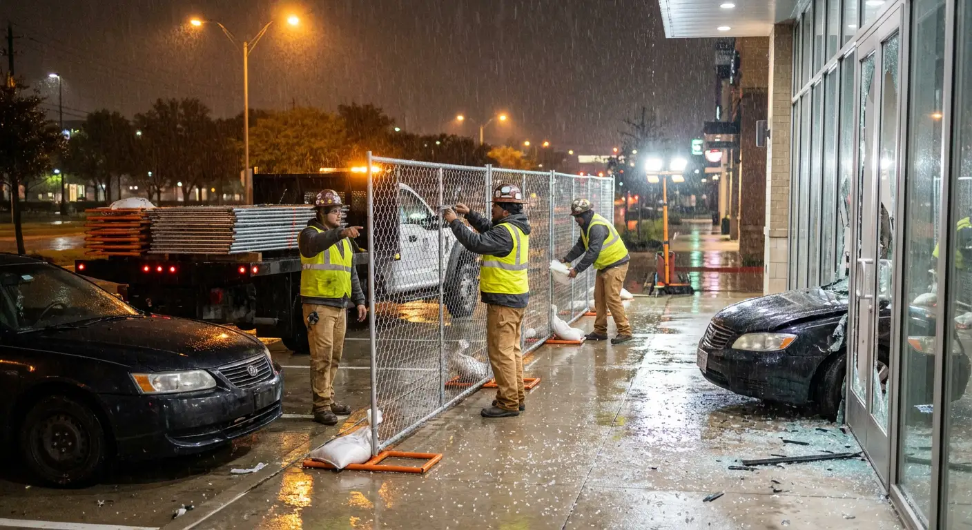 Emergency temporary fencing and dispatch logistics in West Bloomfield, MI
