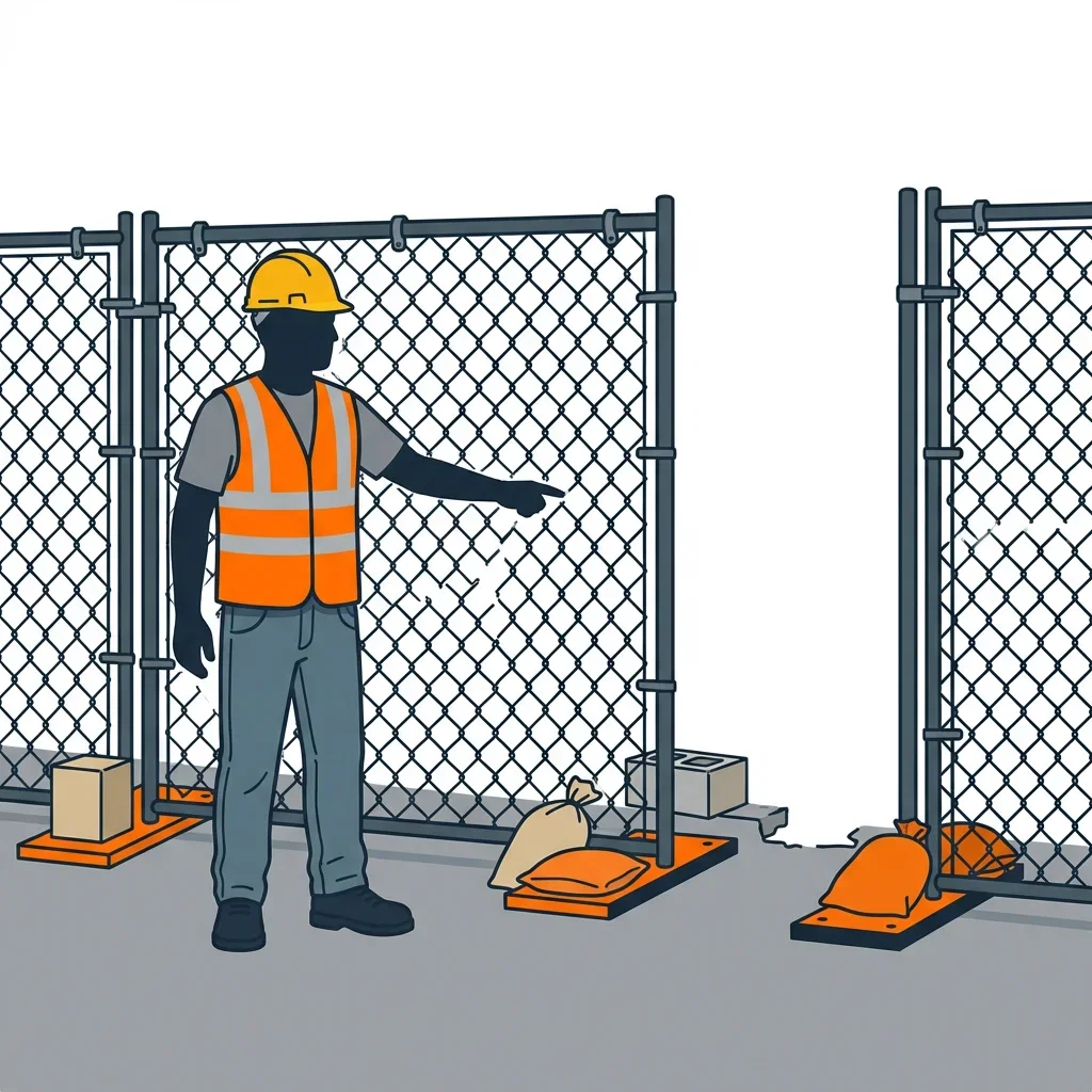 Diagram illustrating common construction site perimeter vulnerabilities in West Bloomfield, MI